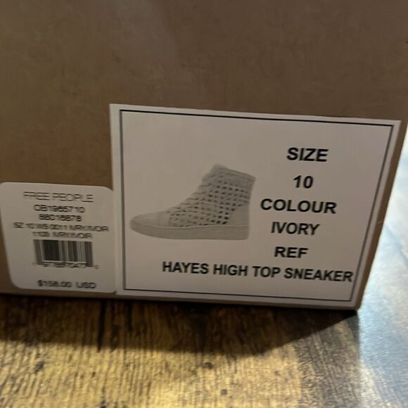 Free People Hayes High Top Sneakers Lace Up Side Zip Woven Ivory White - Picture 8 of 13